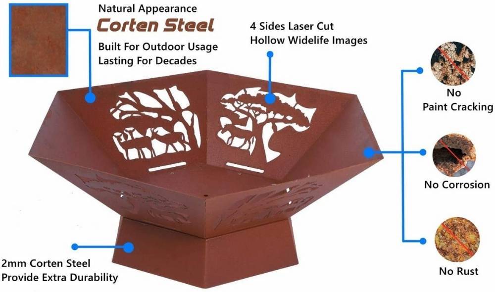 Corten Steel Wood Fire Pit: image 6