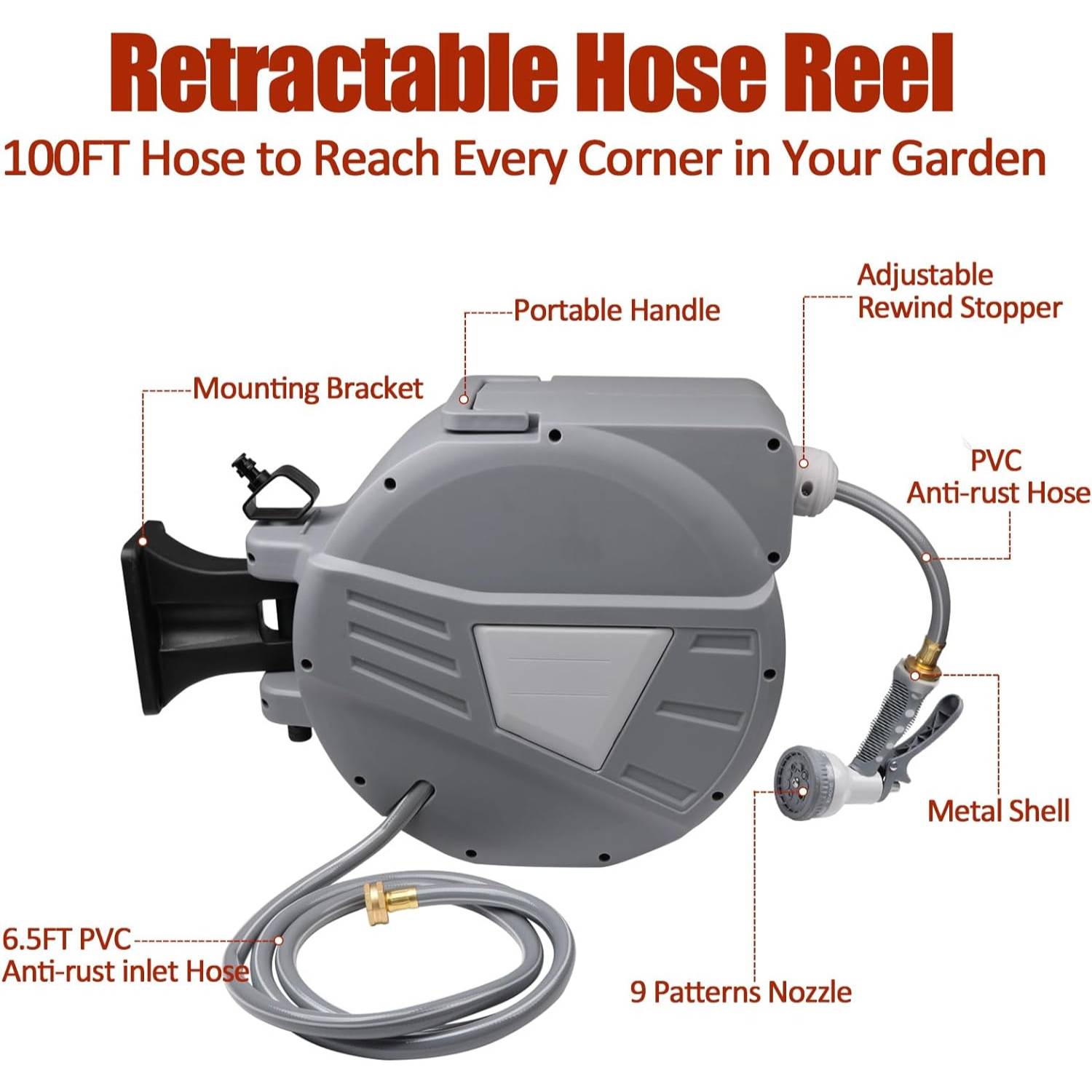 Retractable Garden Hose Reel: image 2