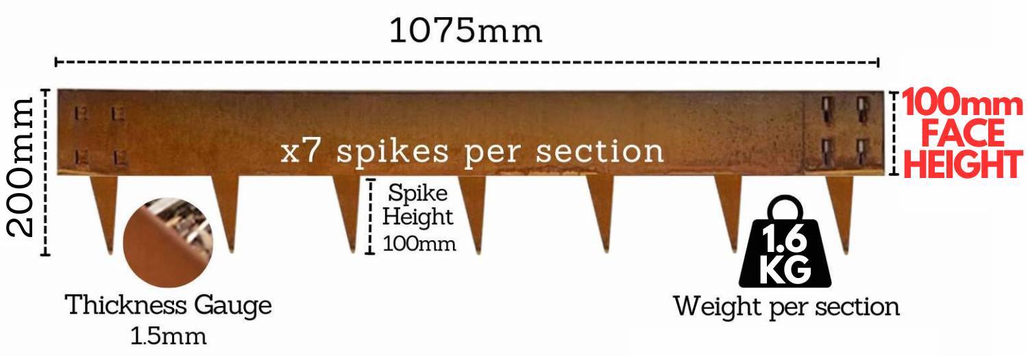 Corten Steel Garden Edge - 100mm Face Height (per m): image 9