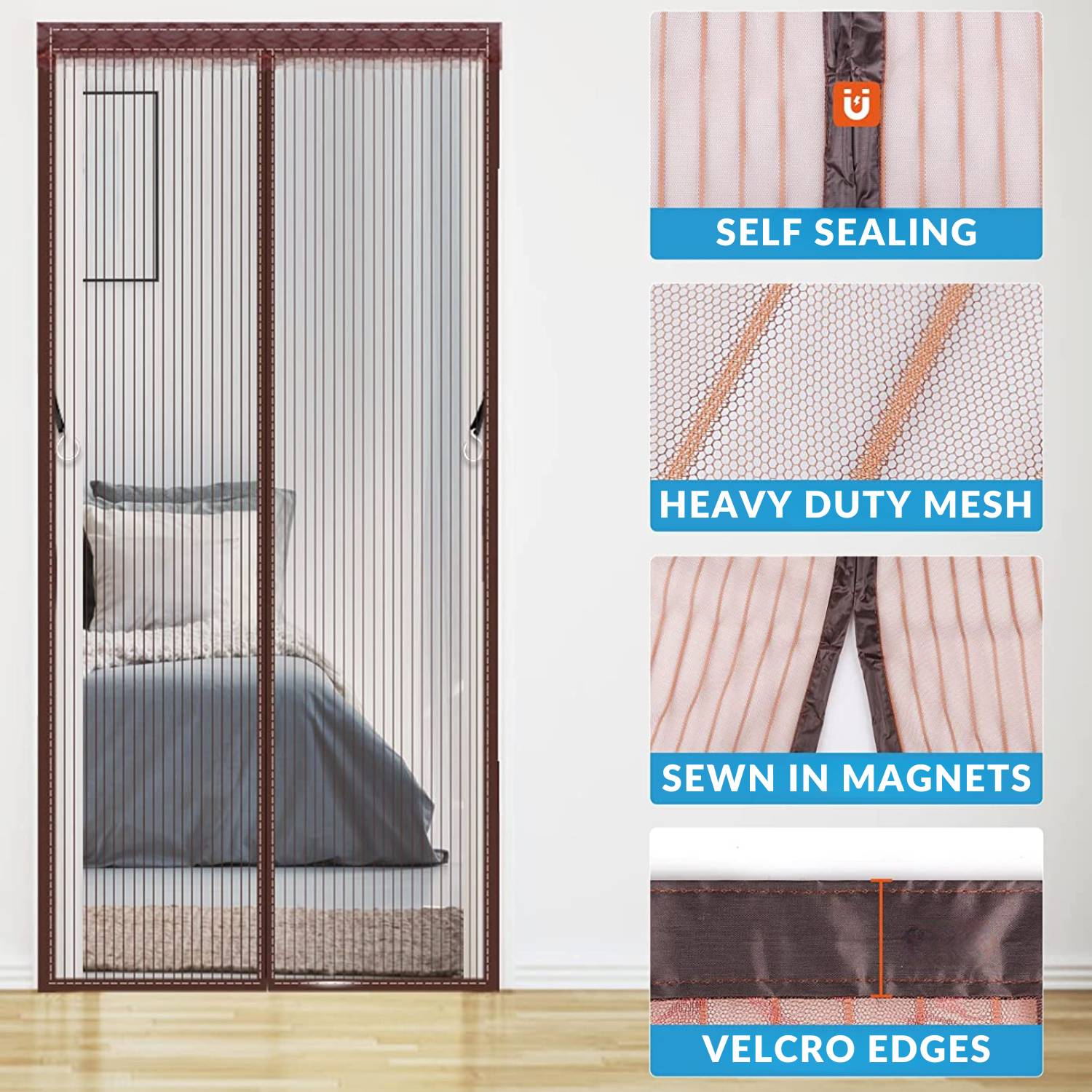 Brown Door Screen - 60cm x 210cm: image 2