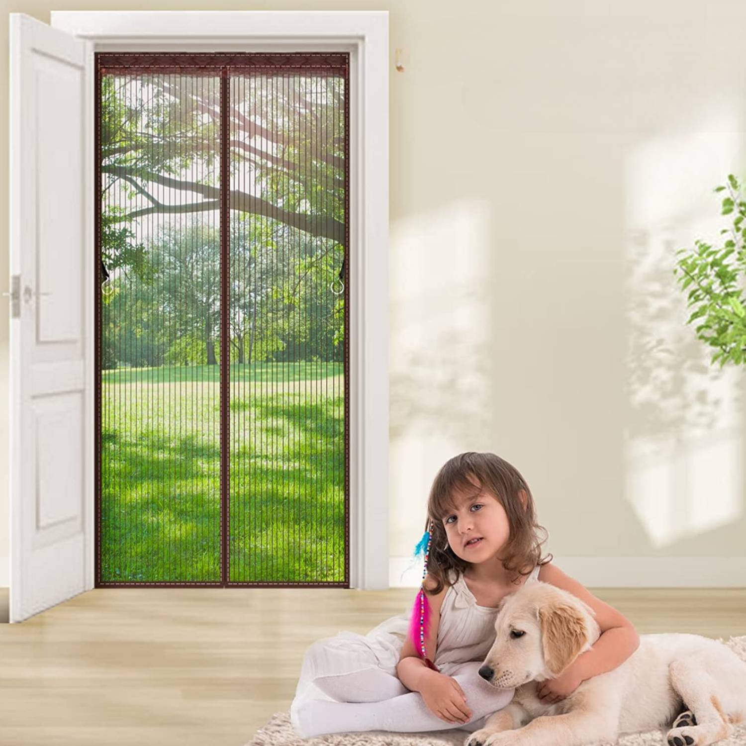 Brown Door Screen - 60cm x 210cm: image 1